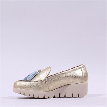 Wonders Fly Tassle Slip On Wedge - Gold